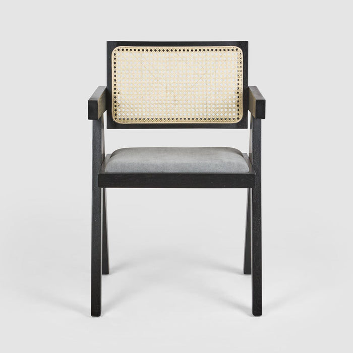 Lexi Scissor Leg Armchair Black Frame Grey Fabric