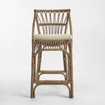 Cayman Rattan Hamptons Bar stool Natural W/Cream Cushions & Footrest