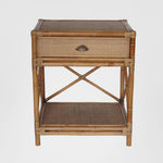 Cayman Rattan Hamptons One Drawer Bedside Table W/ Shell Handle