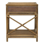 Cayman Rattan Hamptons One Drawer Bedside Table W/ Shell Handle