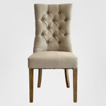 Diana Buttoned Hamptons Dining Chair Beige Linen Blend