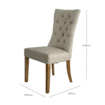 Diana Buttoned Hamptons Dining Chair Beige Linen Blend