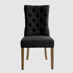 Diana Buttoned Hamptons Dining Chair Charcoal Linen Blend