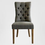 Diana Buttoned Hamptons Dining Chair Storm Grey Linen Blend