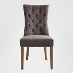 Diana Buttoned Hamptons Dining Chair Silver Grey Linen Blend