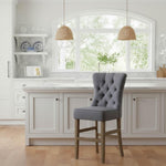 Storm Grey Counter Chair with Buttons
