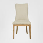 Oakwood Hamptons Linen Dining Chair Natural W/ Studs