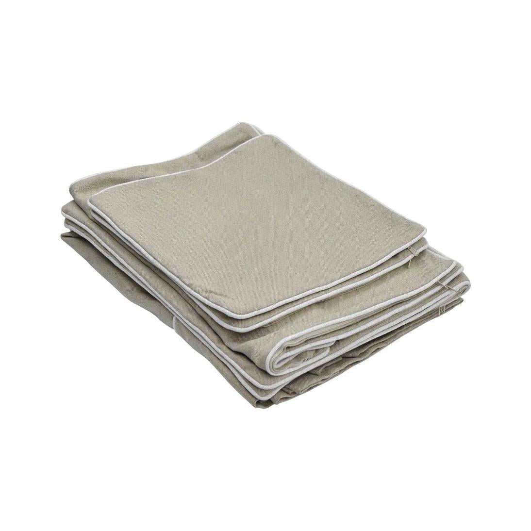 Slip Cover Only - Noosa Hamptons Ottoman Natural W/White Piping