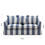 Slip Cover Only - Noosa Hamptons 2 Seat Sofa Denim/Cream Stripe
