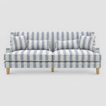 Bondi Hamptons 3 Seat Sofa Blue Sky Stripe W/White Piping