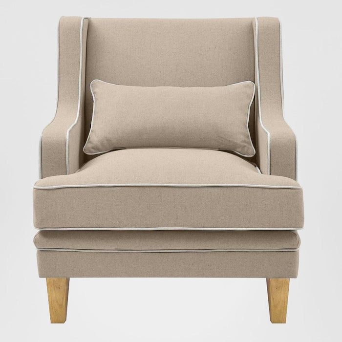 Bondi Hamptons Armchair Natural W/ White Piping