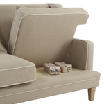 Bondi Hamptons 2 Seat Sofa Natural W/ White Piping