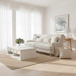 Bondi Hamptons 3 Seat Sofa Natural Stripe W/White Piping