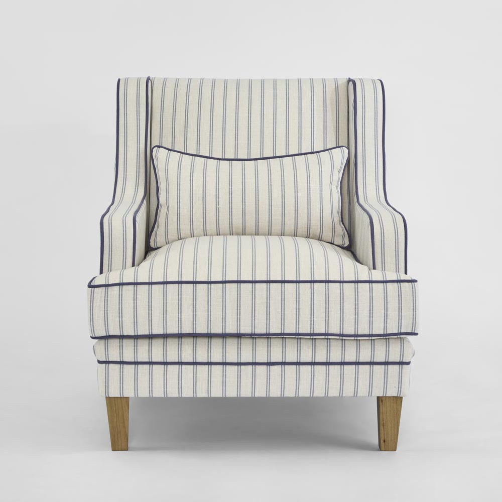 Bondi Hamptons Armchair Blue Pinstripe