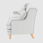 Bondi Hamptons 3 Seat Sofa Blue/White Pin Stripe
