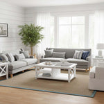 Bondi Hamptons 2 Seat Sofa Grey W/White Piping
