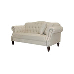 Vaucluse 2 Seat Hamptons Buttoned Sofa Beige Linen Blend