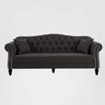 Vaucluse Buttoned 3 Seat Sofa Charcoal W/ Studs