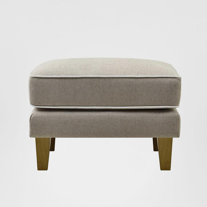 Bondi Hamptons Ottoman Natural W/White Piping