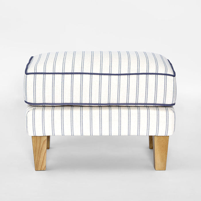 Bondi Hamptons Ottoman Blue/White Pin Stripe*