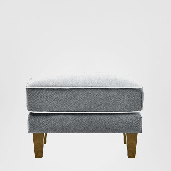 Bondi Hamptons Ottoman Grey W/White Piping