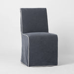 Slip Cover Only - Clifton Dining Chair Navy W/ White Piping