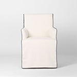 Slip Cover Only - Clifton Dining Chair W/Arms Ivory With Navy Piping