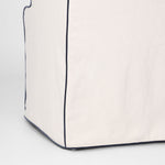 Slip Cover Only - Clifton Dining Chair W/Arms Ivory With Navy Piping