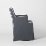 Slip Cover Only - Clifton Dining Chair W/Arms Navy With Ivory Piping