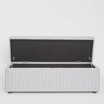 Newport Storage Ottoman White & Blue Pin Stripe