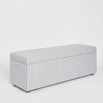 Newport Storage Ottoman White & Blue Pin Stripe
