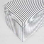 Newport Storage Ottoman White & Blue Pin Stripe