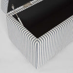 Newport Storage Ottoman White & Blue Pin Stripe
