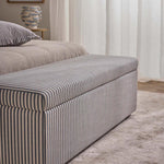 Newport Storage Ottoman White & Blue Pin Stripe