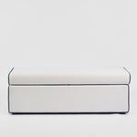 Brighton Storage Ottoman Ivory with Blue Piping