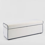 Brighton Storage Ottoman Ivory with Blue Piping