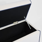 Brighton Storage Ottoman Ivory with Blue Piping