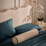Avoca Bolster Cushion Ivory with Chocolate Piping