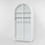 Hamptons Arched Glass Doors Cabinet White