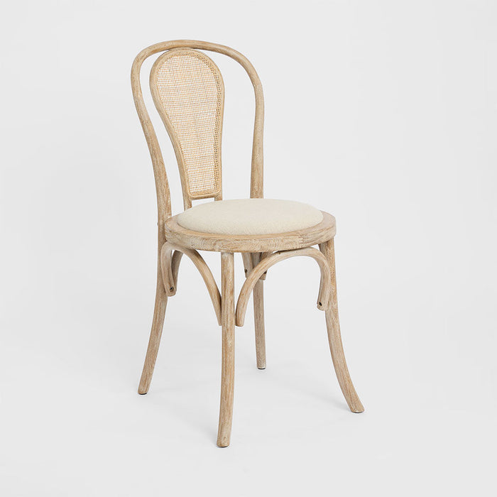 Round Rattan Back Dining Chair Natural