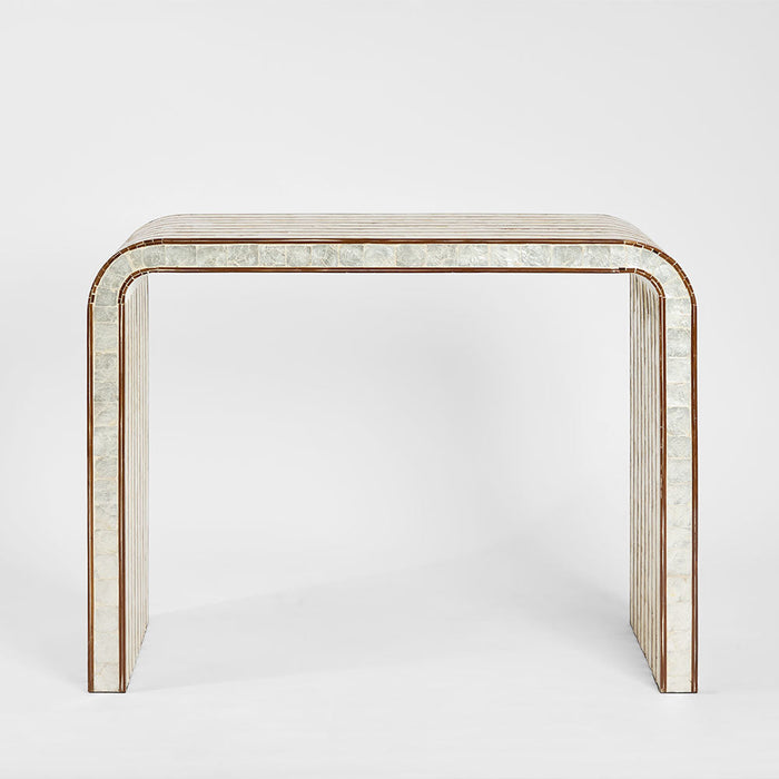 Raya White Shell & Bamboo Console Table