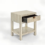 Raya White Shell & Bamboo Bedside Table