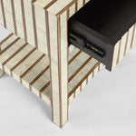 Raya White Shell & Bamboo Bedside Table