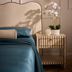 Raya White Shell & Bamboo Bedside Table