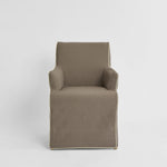 Slip Cover Only - Clifton Dining Chair W/Arms Brown W/Ivory Piping