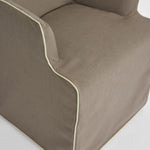 Slip Cover Only - Clifton Dining Chair W/Arms Brown W/Ivory Piping