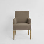 Slip Cover Only - Clifton Dining Chair W/Arms Short Brown W/Ivory Piping