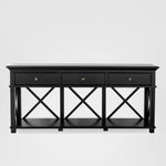 Sorrento 3 Drawer Hamptons 190cm Console Black