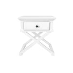 Sorrento Cross Leg Hamptons BedSide Table W/Drawer White