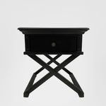 Sorrento Cross Leg Hamptons BedSide Table W/Drawer Black